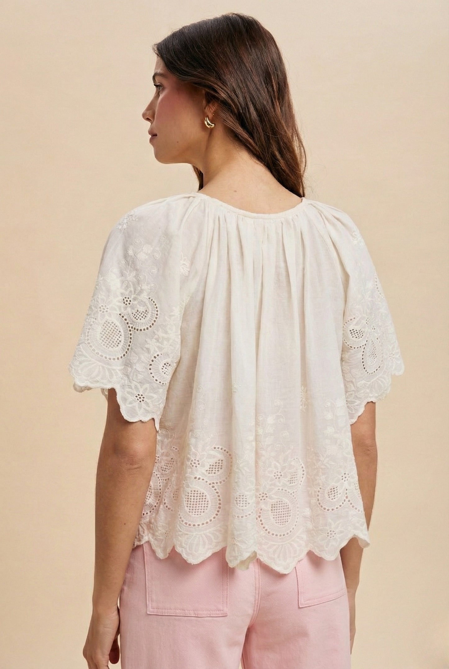 The Jessica Eyelet Scalloped Blouse