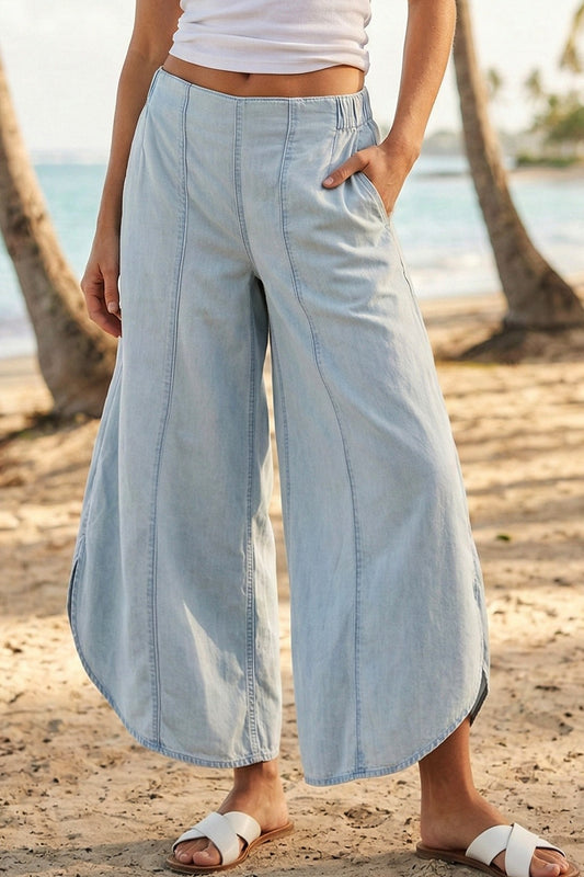 Seabreeze Washed Denim Tulip Pants