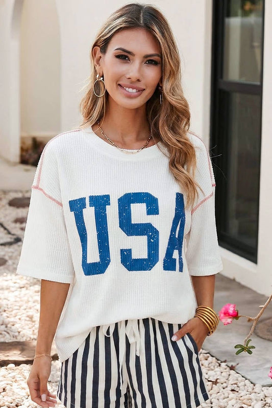 Lady Liberty USA Loose Ribbed Top