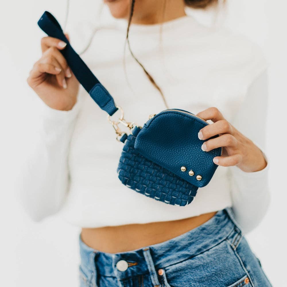 Wonderlust Woven Leather Dual Pouch Wristlet