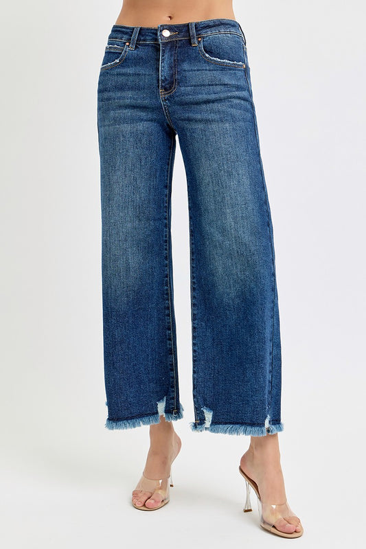 The Liv - Mid Rise Crop Wide Leg Jeans