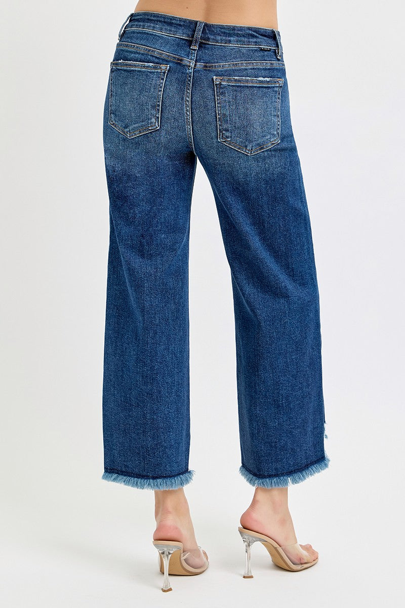 The Liv - Mid Rise Crop Wide Leg Jeans