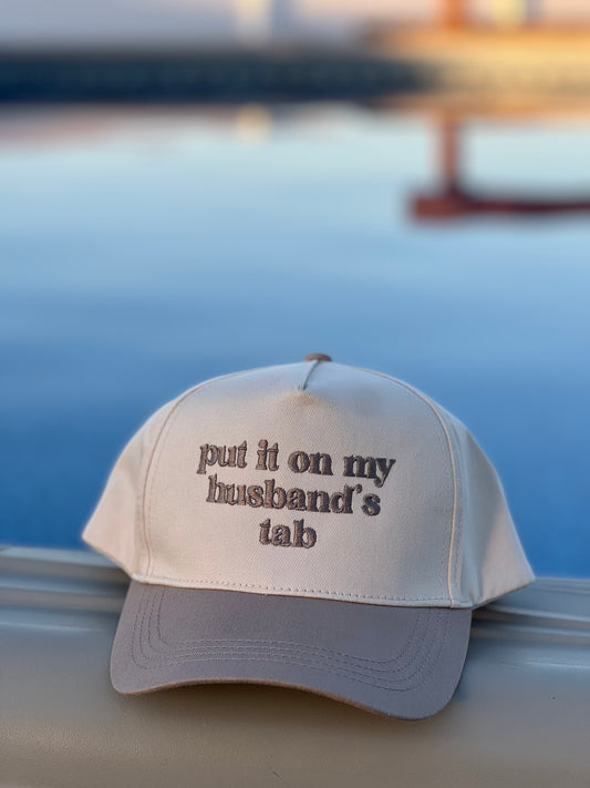 Put it on my husband's tab Embroidery Canvas Cap