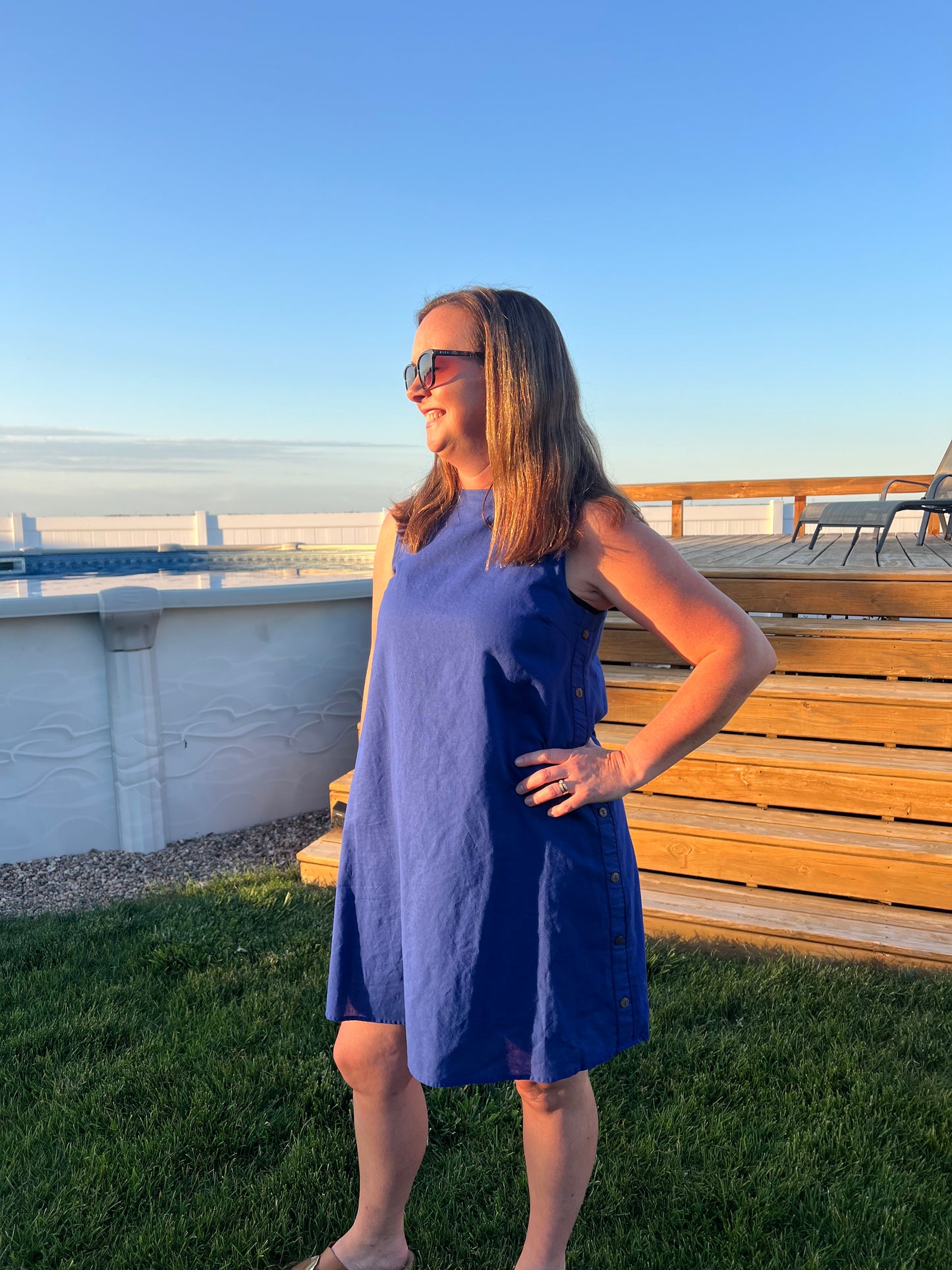 Harbor A-Line Side Button Detail Dress