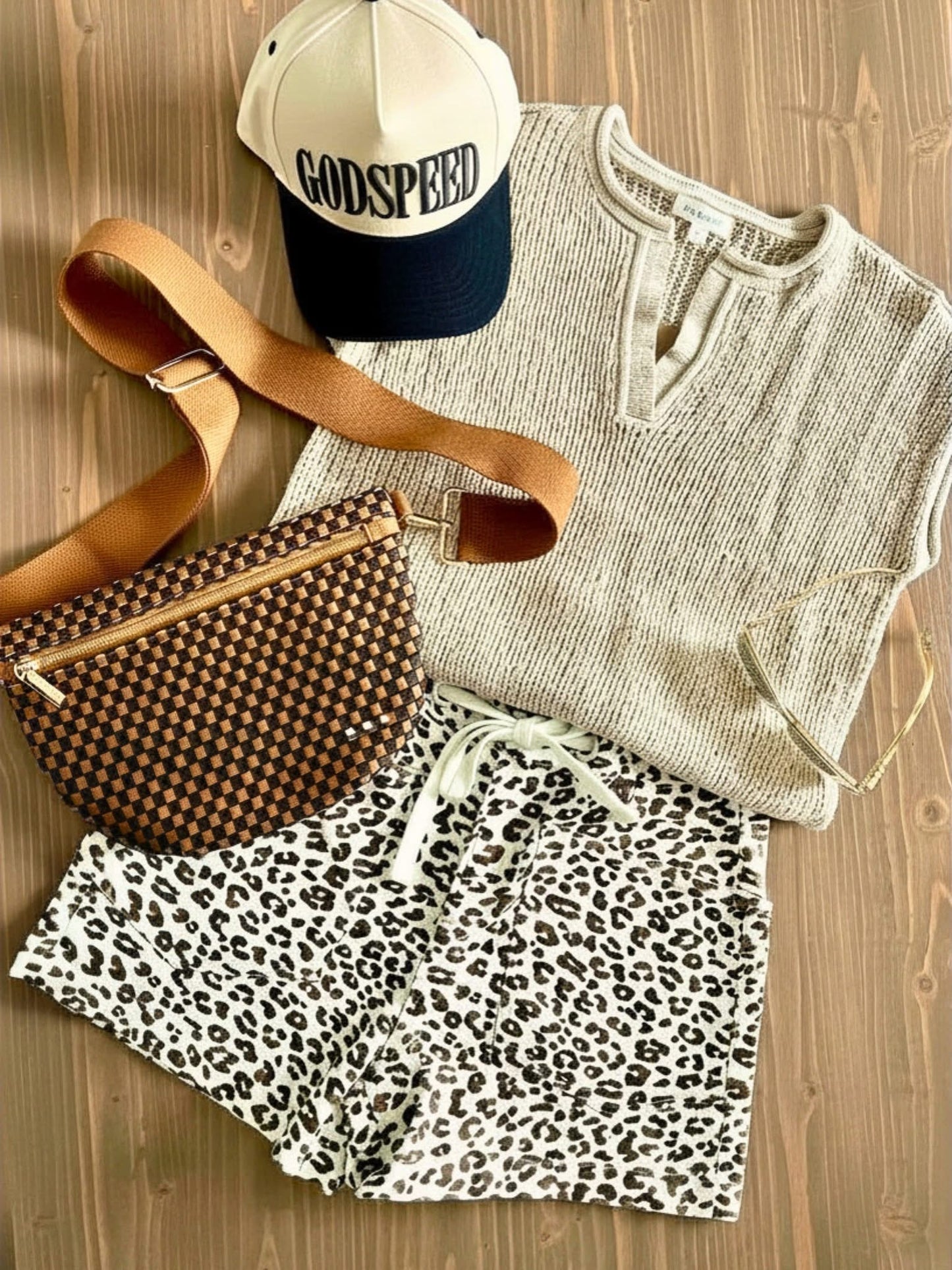 Shae - Leopard Print Patch Pocket Shorts by RISEN