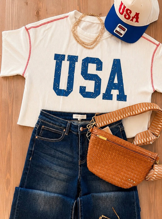 Lady Liberty USA Loose Ribbed Top