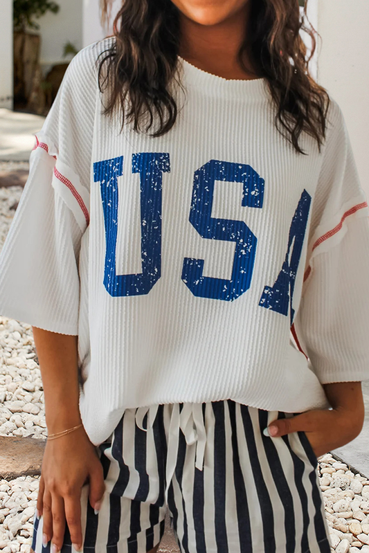 Lady Liberty USA Loose Ribbed Top