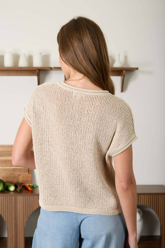 The Willow - Short Sleeve Sheer Knit Top