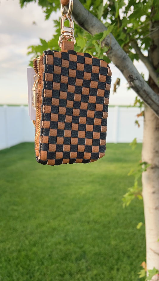 Wonderlust Woven Leather Dual Pouch Wristlet